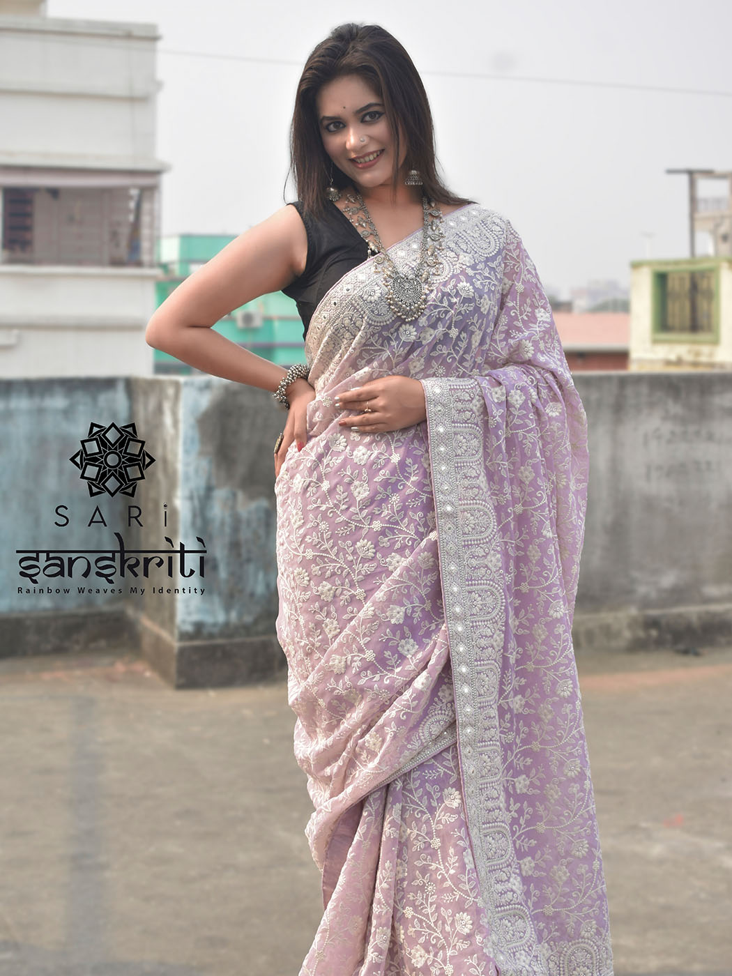 Pink Lucknowi Tepechi Work Saree|Lucknowi Chikankari Sarees Online At Best  Prices From Jhakhas.Com – jhakhas.com